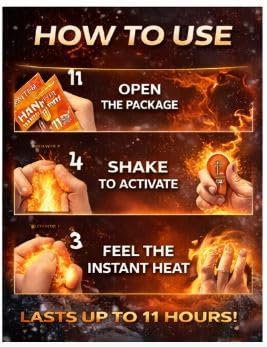 Hot Hand Warmers - 80 Count - 11 Hours Long Lasting Air Activated Heat Packs for Hands, Toes and Body, Natural Safe and Odorless Single Use Up to 11 Hours of Heat - TSA Approved