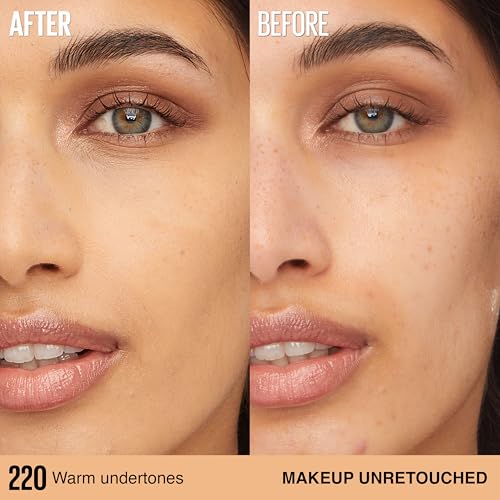 Maybelline Super Stay Lumi-Matte Foundation, Lightweight and Buildable Full Coverage Foundation Makeup For Up To 30HR Wear, 220, 1 Count