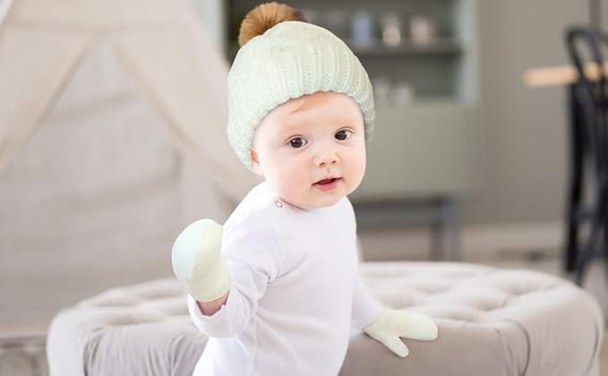 Newborn to Toddler Winter Hat and Mitten Set - Boy and Girls Fleece Lined Baby Hat - 0-6, 6-12, 12-24 Months