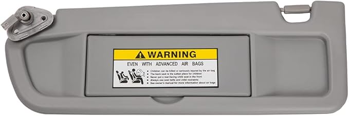 Left driver side sun visor compatible with Civic 2006, 2007, 2008, 2009, 2010, 2011, 06, 07, 08, 09, 10, 11, replacement 83280-SNA-A01ZC, light gray
