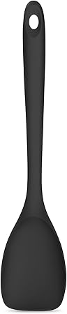 600oF Heat Resistat Spatula Spoon: U-Taste Flexible Silicone Cooking Scoop Spoonula, Serving Mixing Scraping Food in Non-Stick Pan Cookware, Seamless Multifunctional Kitchen Utensil (Black)