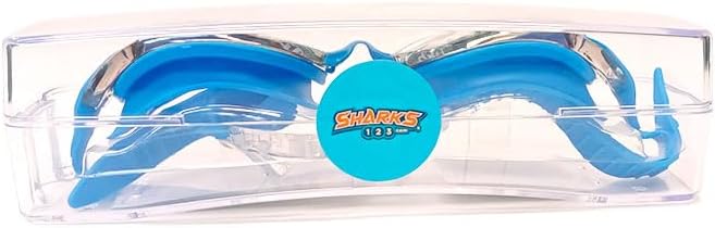 Sharks123 Goggles-Swimming GogglesGoggles with UV Protection, Anti-Fog, Children's Shark with Case Blue Shark
