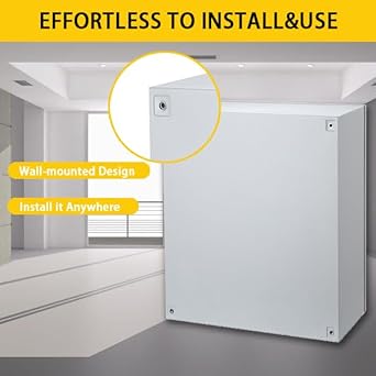 MJBOX Steel Electrical Enclosure Box 12 x 8 x 6'' Carbon Steel Electrical Enclosure Box IP66 Waterproof Dustproof Outdoor Indoor NEMA 4X Carbon Steel Enclosure