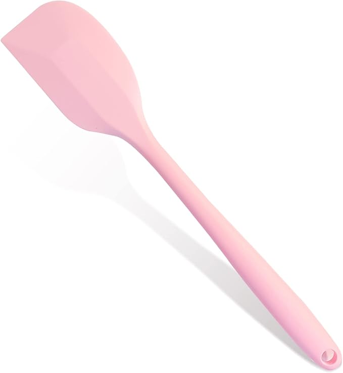 Pink Rubber Spatula for Kitchen Use, 10.8In Silicone Spatulas for Cooking Heat Resistant, Flexible Small kitchen Spatula for Kitchen Nonstick Cookware, Seamless Dishwasher Safe