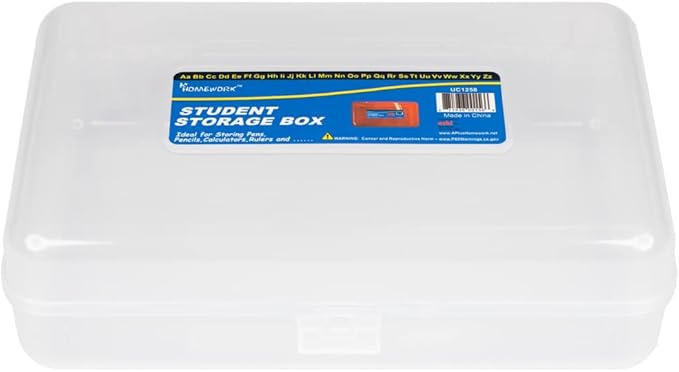 Craft County Transparent Pencil Box Colored Utility Box Storage Office Supplies Organizer Clear
