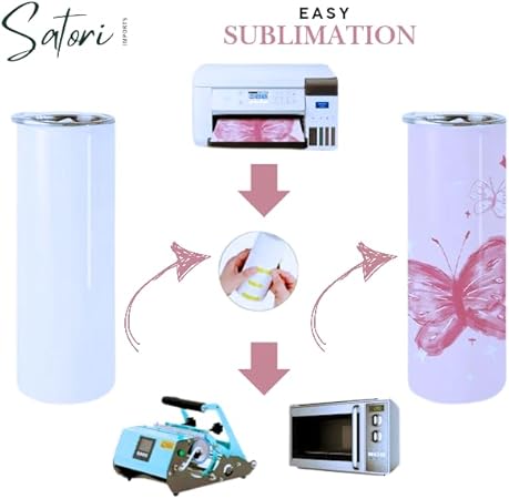 20 OZ Sublimation Skinny Tumbler with Lid, Straw, Vacuum Insulated Double Wall, White Stainless Steel, 1 pack, single