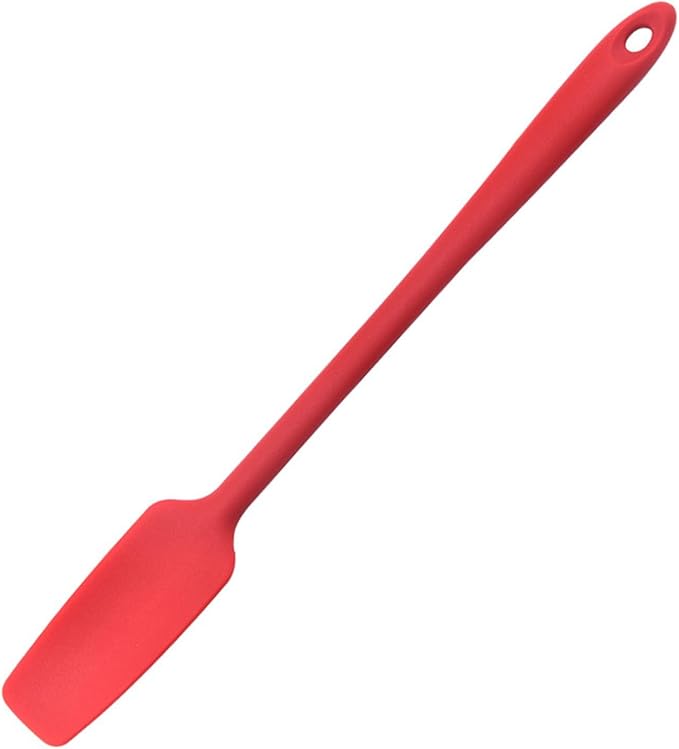 Long Handle Cream Cake Silicone Spatula Kitchen Non-stick Butter Chocolate Flour Scraper Baking Accessories Baking Scraper Integrated All Inclusive Silicone Scraper (Red)