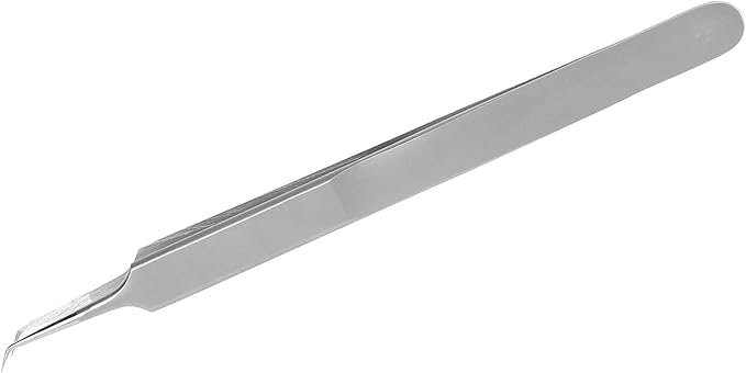 Walfront Hardened Tweezers, Curved Accurate Repair Maintenance Fixture Tip Lengthened BST?18 202 Stainless Steel Material, Tweezers