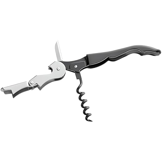 OCS Parts Professional Series Waiters Corkscrews | Black | Stainless Steel Corkscrew Wine Key Opener with Foil Cover for Homes, Parties, Bartenders, Waiters and Waitresses, Restaurants and Wineries