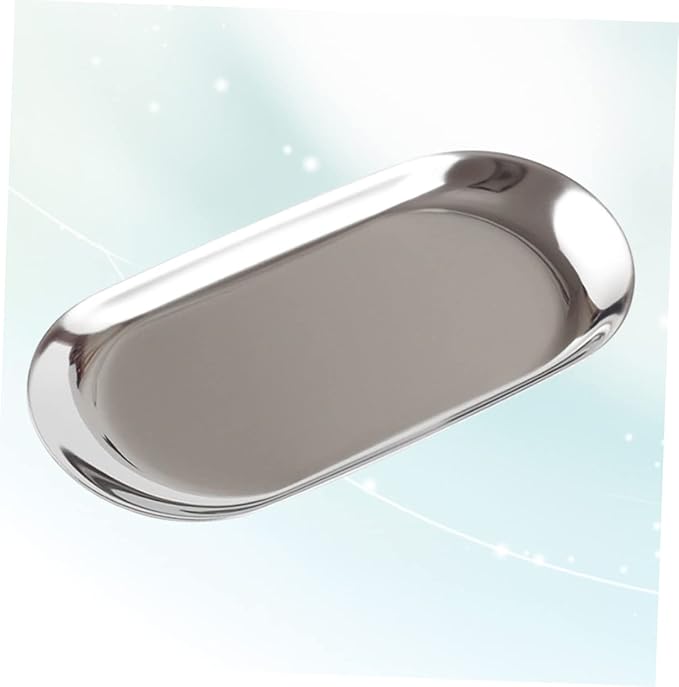 Nordic Wind Large Jewelry Storage Tray Mirror Polished Stainless Steel Snack Tray for Home