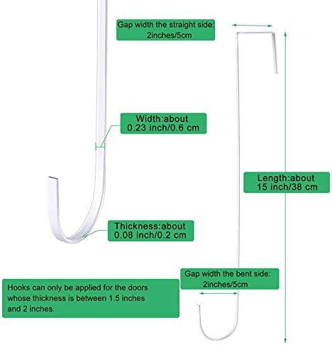 Hotop 15 Inch Wreath Hangers for Front Door Wreath Doors Hangers Steel Material Clothes Towel Hooks Holder Over The Door Hanger Hooks for Christmas Halloween Front Decorations(White,2 Pieces)
