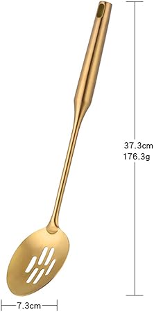 Slotted Spoon,Gold 14.69 inch Long Handle Cooking Utensil Kitchen Tool by BUY THINGS!