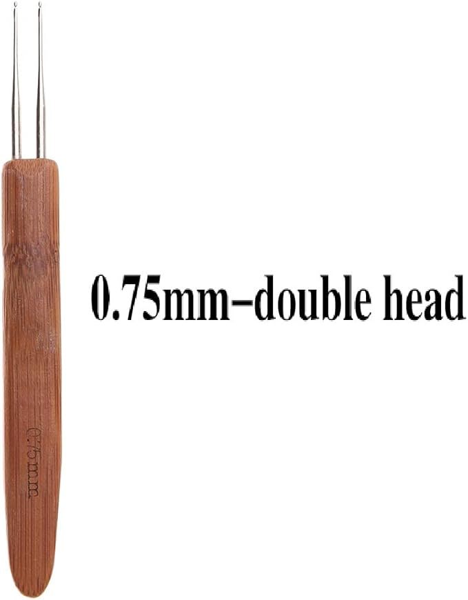 Dreadlock Crochet Hook Tool Braid Hair Dreadlocks Needle Weaving Crochet, Bamboo Handle Micro Hook for Dreadlock Hair Making Tools (05)