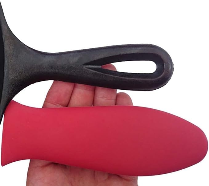 1Pc Heat-Resistant Silicone Hot Handle Holder Pot Sleeve Grip Handle Cover Potholder Sleeve Cookware Handles for Cast Iron, Pans, Metal Frying Pans, Skillets, Griddles Red Clever Design