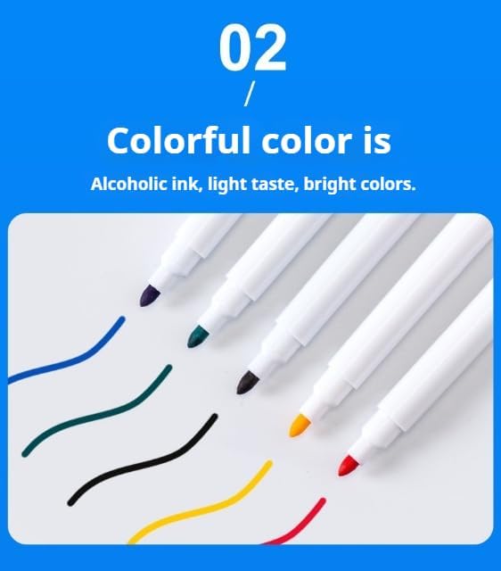 Fine tip Dry Erase Black Markers with Magnetic Cap and Eraser, Perfect for Dry Erase Boards and Whiteboards Pack of 8