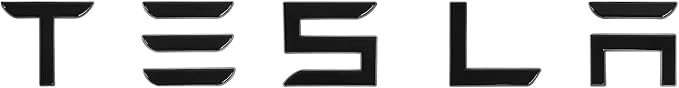 Metal Tesla Letters Emblem Trunk Logo Decal Tailgate Rear 3m Adhesive Compatible with Tesla Model 3 Y Highland Juniper Chrome Matte Black Red Glossy Black (Glossy Black)