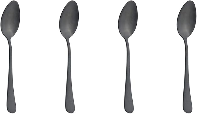 Matte Finish Black Espresso Spoons, Mini Coffee Spoon, 5.51 Inches Stainless Steel Small Spoons for Dessert, Set of 4
