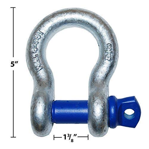 34" Shackles - 2 Pack - by Shippers Supplies - Heavy Duty D Ring for Vehicle Recovery, Towing, Stump Removal, More - Accessory for Jeeps Trucks