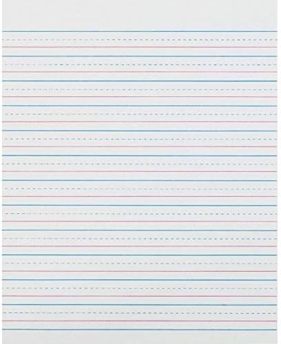 Pacon PACZP2413 Zaner-Bloser Sulphite Handwriting Paper, Dotted Midline, Grade 2, 12" x 14" x 14" Ruled Short, 8" x 10-12", 500 Sheets