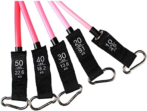 Pink Resistance Bands Tubes with Handles 150 lb