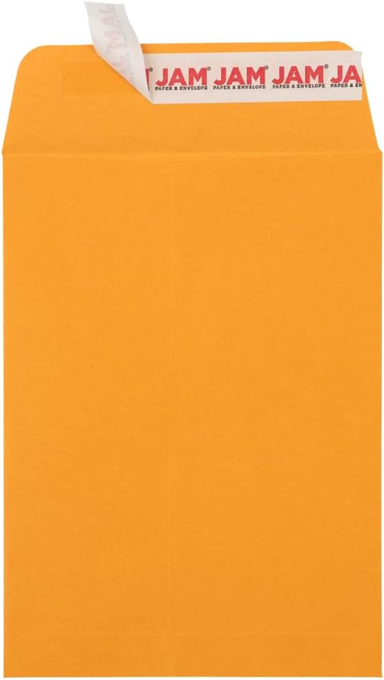 JAM PAPER 5 12 x 7 12 Open End Catalog Envelopes with Peel and Seal Closure - Brown Kraft Manila - 50Pack