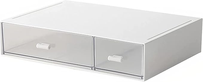 Desk Organizer-Stackable Storage Drawers, Desk Drawer Organizer Perfect For Collection Small ItemCosmetic Office Supplies - 2 drawers (White)