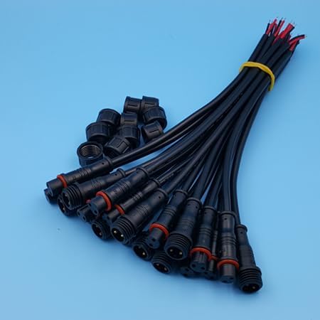 10Pairs Black Small Size DC/2/3/4/5 Pin 20cm Waterproof IP65 Male and Female LED Strip Cable Wire Connector - (Color: 10Pairs 2Pin Cable)
