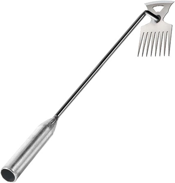 Weeds Puller Weeds Picker Easily Remove Weeds Long Handle Silver Weeds Remover Tool Gardening Hand Weeding Tool for Weeding, 53 cm 8 Teeth