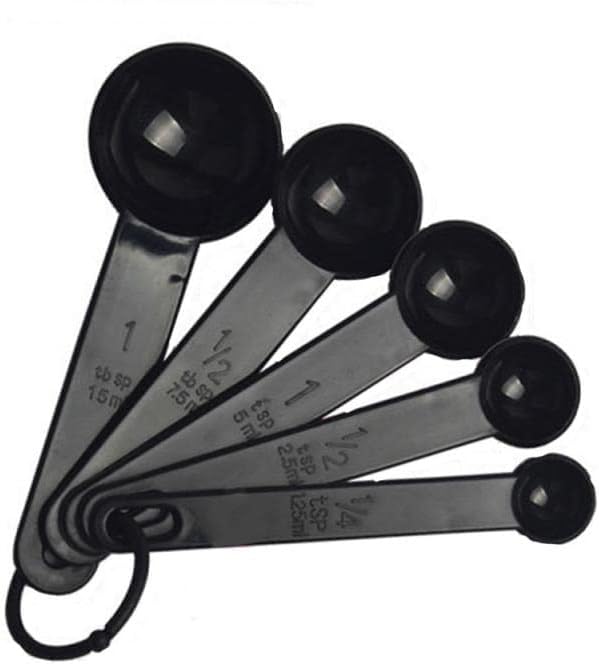 5 PcsSet Multifunction Measuring Cups Sugar Coffee Teas Cake Spoon Measuring Scoop Portable Kitchen Measuring Cups Tools (Black)