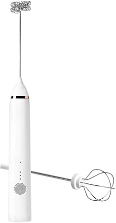 Milk Frother, Rechargeable hand-Held Electric Milk Frother 3 Adjustable USB Charging Can Be Used forBulletproof Coffee Protein Drinks Matcha Coffee Whisk (White)