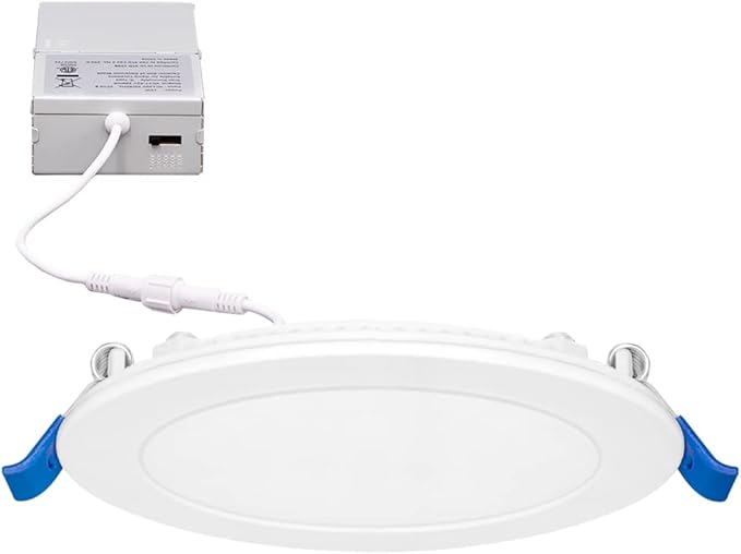 Maxxima 6 in. 5 CCT Ultra-Thin Recessed LED Downlight 1050 Lumens, Color Selectable 2700K-5000K (2700K3000K3500K4000K5000K), Canless, IC Rated, Slim, Dimmable, Junction Box Included