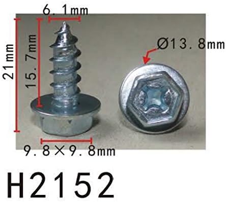 Autobahn88 HEX-Head Sems Tapping Screw (M6.1x2.6mm) for Door Speaker, Compatible with Toyota (OEM: 9015960303) (Pack of 10)