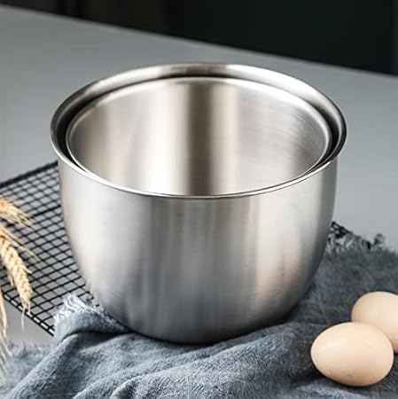 Gigicloud Stainless Steel Mixing Bowl, 304 Stainless Steel Deep Bowl Deep Anti-flying Design Kitchen Metal Bowls for Cooking Baking Mixing Marinating Cake Bread Salad