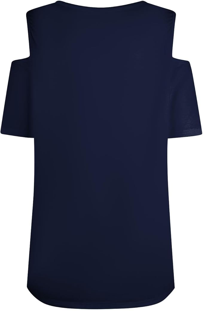 Womens Cold Shoulder Tops Short Sleeve Dressy Casual Shirts Summer Fashion V Neck Basic Tees