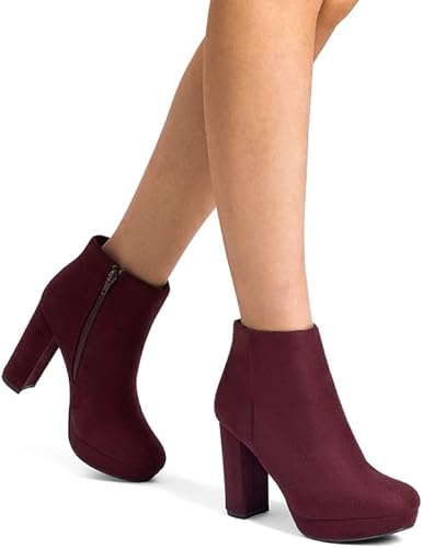 DREAM PAIRS Women's Stomp High Heel Ankle Boots