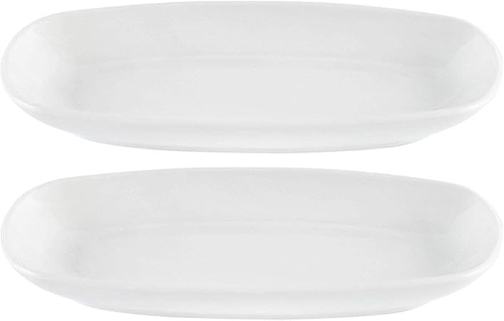 Porcelain Delta-Coupe 9.25" x 6.25" x h:1" Oval White Porcelain Platter (Set of 2)