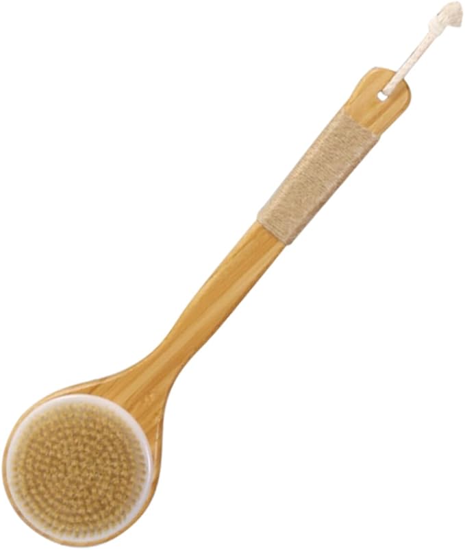 Body Exfoliation Brush Shower Brush Long Handle Back Scrubber Wooden Handle Gentle for Skin Easy to Store