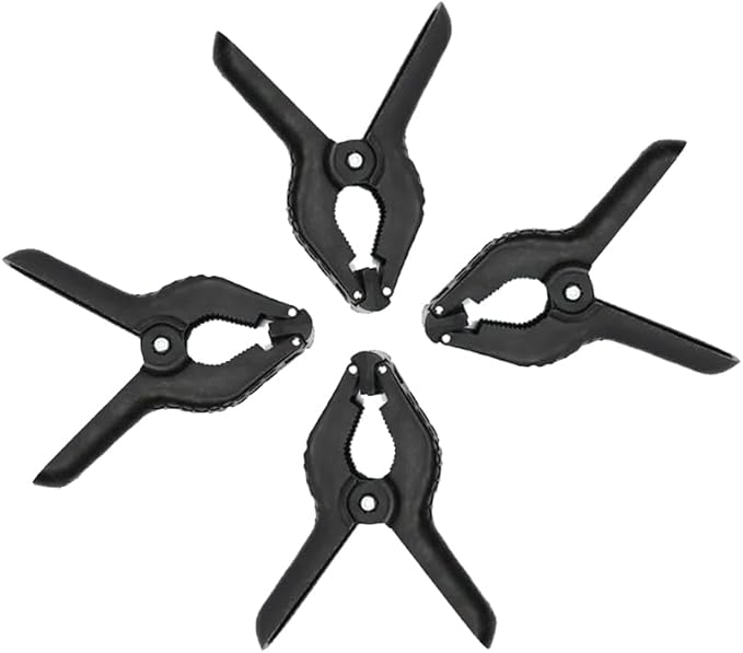 MEHOFOND 4 Pack Spring Clamps - Black Heavy Duty Plastic Clamps for Crafts, Backdrop Stand, Home Improvement, Photography Studios