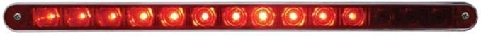 United Pacific 14 LED 12" Sequential Light Bar wBezel - Red LEDRed Lens, 37523