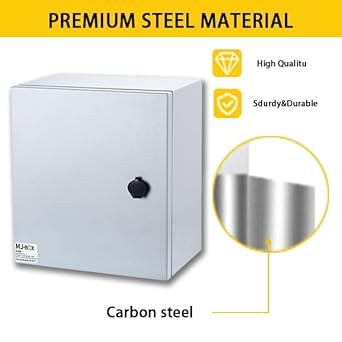 MJBOX Steel Electrical Enclosure Box 12 x 8 x 6'' Carbon Steel Electrical Enclosure Box IP66 Waterproof Dustproof Outdoor Indoor NEMA 4X Carbon Steel Enclosure