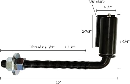 34" x 10" Adjustable Heavy Duty Gate J-Bolt Barrel Hinge WallPost Mount 180 Swing