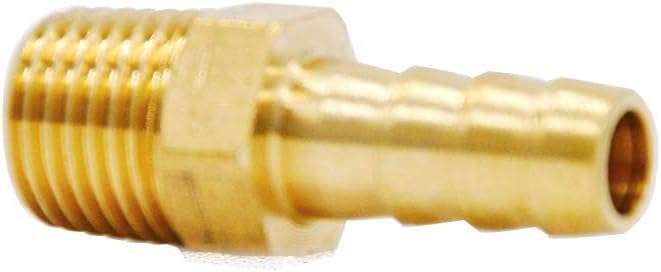 YOUHO Air Hose Fittings Brass Hose Fitting, Adapter, 14" Barb x 14" NPT Male Pipe(5 PCS)