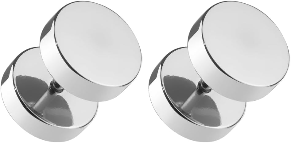 16GA 316L Stainless Steel Polished Fake 00GA Plugs, Sold as a Pair