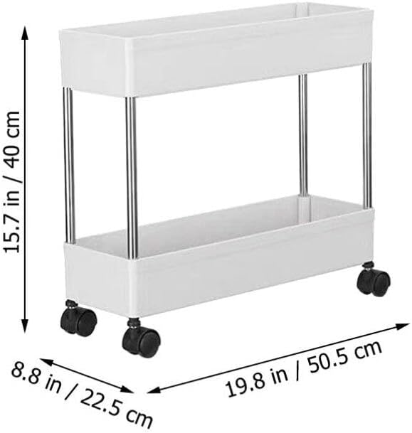 Alipis 2-Tier Plastic Rolling Utility Cart with Wheels Multi-Functional Storage Trolley Movable Storage Organizer for Kitchen Bathroom Office