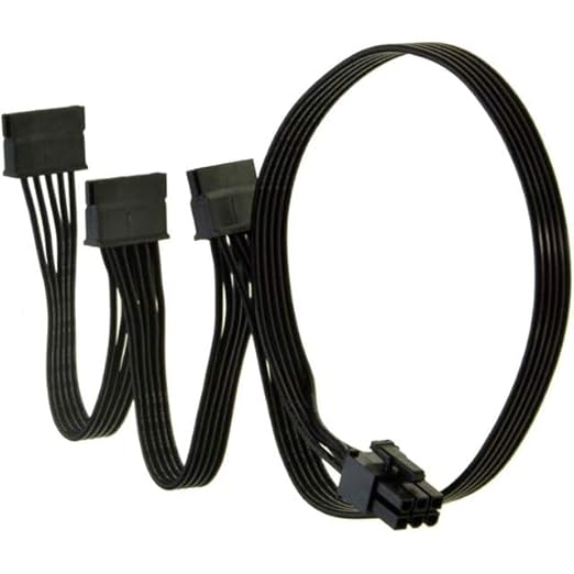 6 Pin to 3X 15 Pin SATA Hard Drive Power Adapter Cable for Some Types of Thermaltake Modular PSUs 20-in(50cm), Black