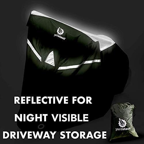 YardStash Bike Cover XXL Reflective Bicycle Covers for Outside Storage - Waterproof Weatherproof Garden Tarp Shelters for Bikes, Trikes, 29ers, and Electric Bicycles Green