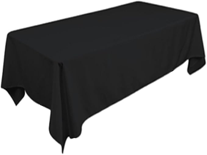 TEKTRUM 60 X 84 INCH 60"X84" RECTANGULAR POLYESTER TABLECLOTH - THICKHEAVY DUTYDURABLE FABRIC (Black)