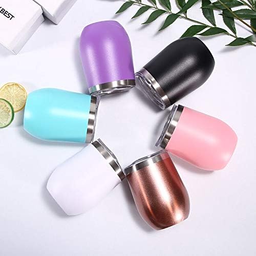 12 oz Stainless Steel Wine Tumbler Stemless Glasses with Lid, Double Wall Insulated Travel Mug Perfect for Wine, Coffee, Drinks, Champagne, Cocktails (Golden)