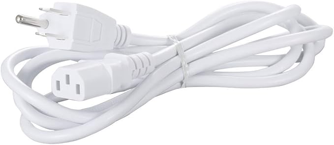 White Replacement Power Cord for Computer Monitor TV