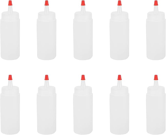 10pcs 4 Oz Plastic Squeeze Condiment Bottles Clear Squeeze Bottles Dressing Containers with Lids Reusable Squeeze Bottles Icing Small Squeeze Bottles Mini Syrup Bottle
